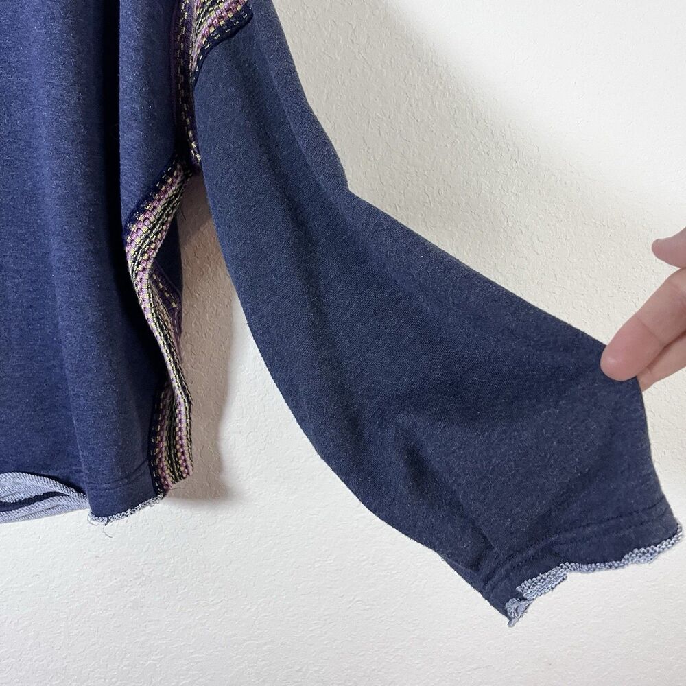 Natural Life Boho Oversized Knit Trim Blue Sweatshirt Size Large/XL - Picture 5 of 11